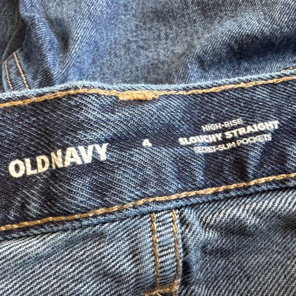 NWT Old Navy slouchy straight jeans high rise distressed size 4 - Picture 3 of 8